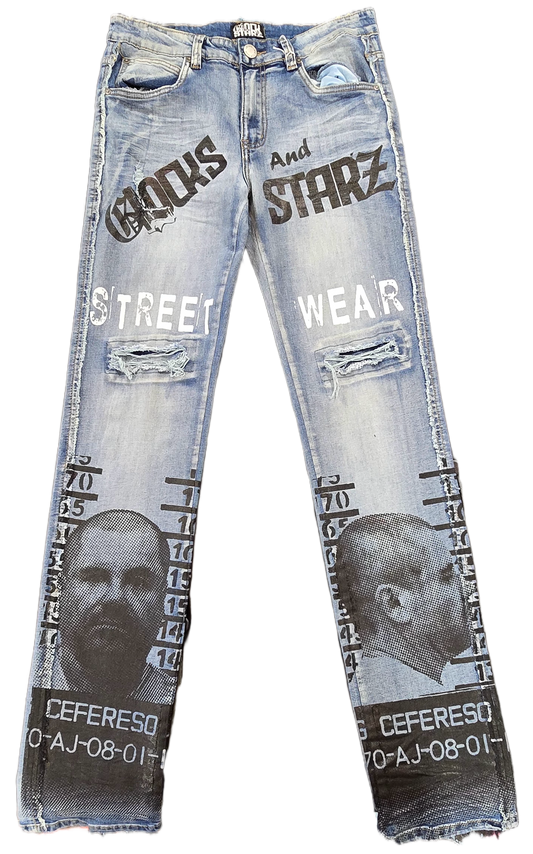 Glock Starz Street Wear Black and White Jeans